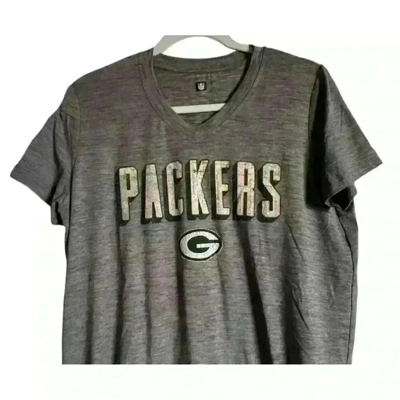 NFL Sz L Green‎ Bay Packers V-Neck T-Shirt Sporty Licensed - Picture 5 of 7